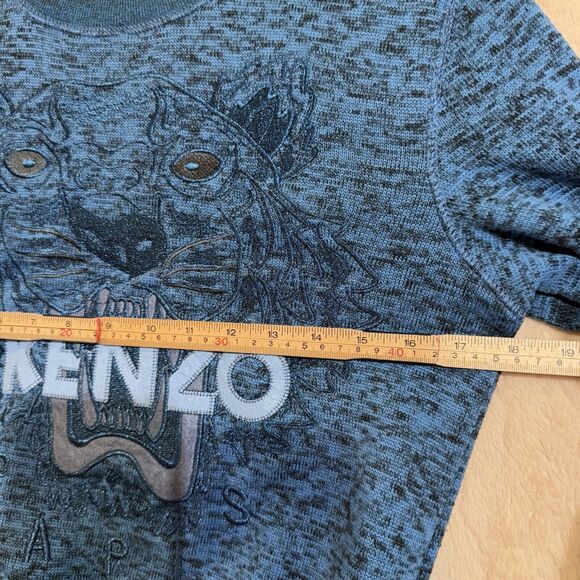 Kenzo Paris Sweater Womens Blue Tiger Jungle Crewneck Sweatshirt Sz S - Picture 6 of 16
